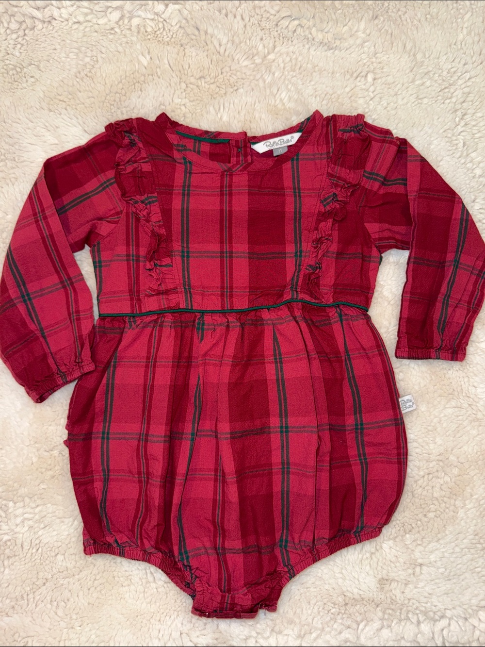 Ruffle Butts Red Plaid Bubble Romper